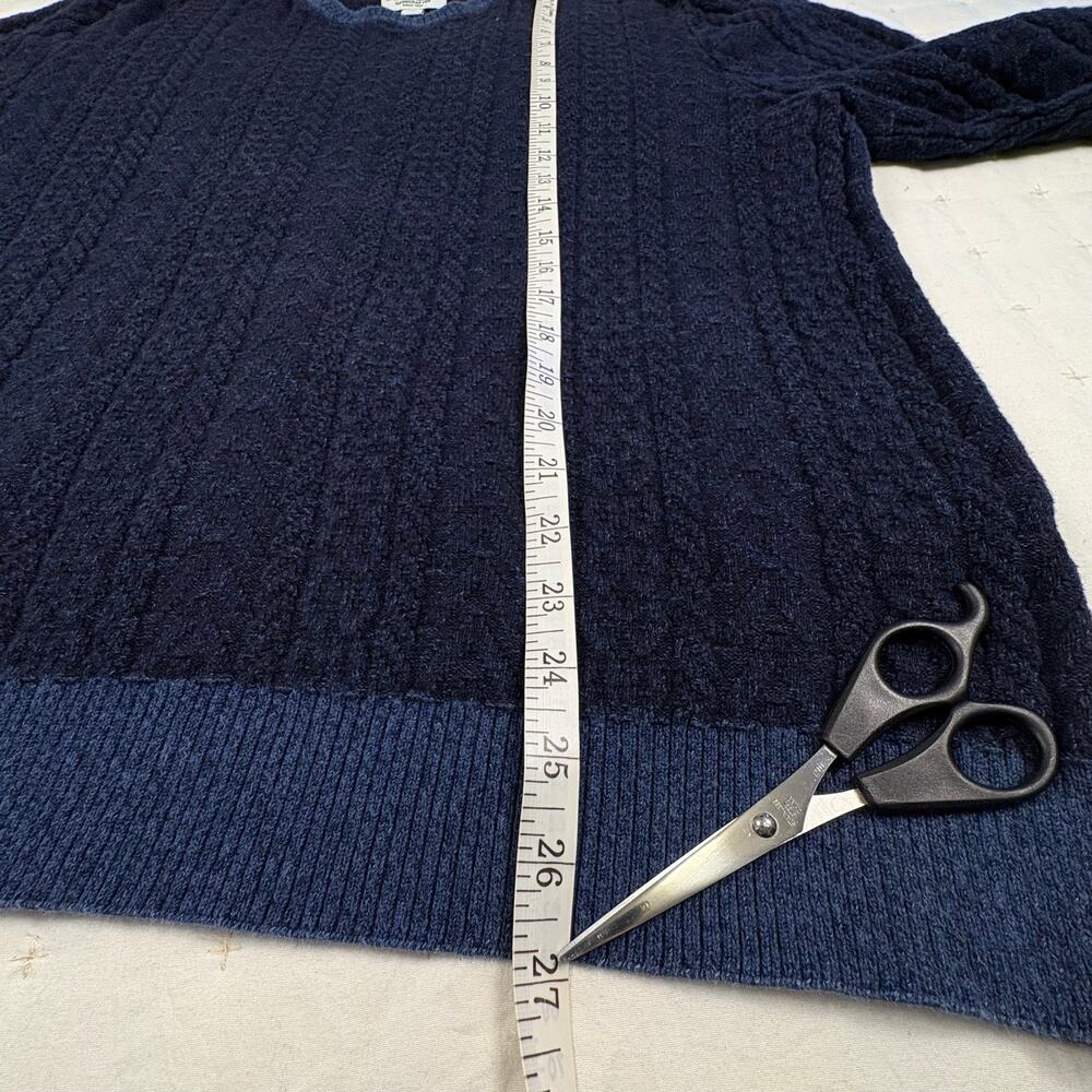 Lucky Brand True Indigo Cable Knit Sweater Men's L Blue Casual Preppy - Picture 7 of 9
